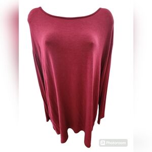 Heimish Large Long Sleeve Leopard & Solid Print Contrast Open Back top.